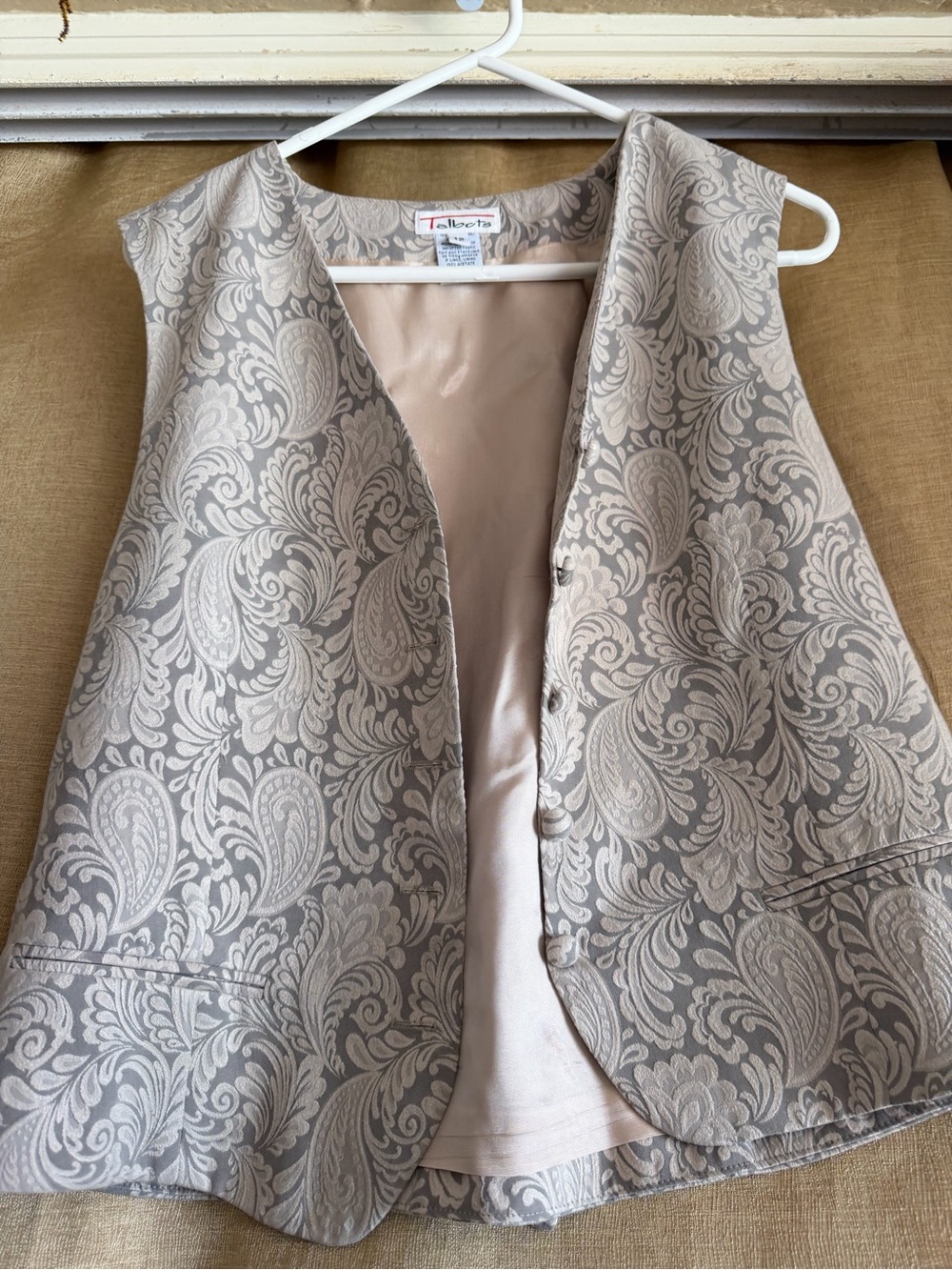 Talbots Neutral Paisley Brocade Vest